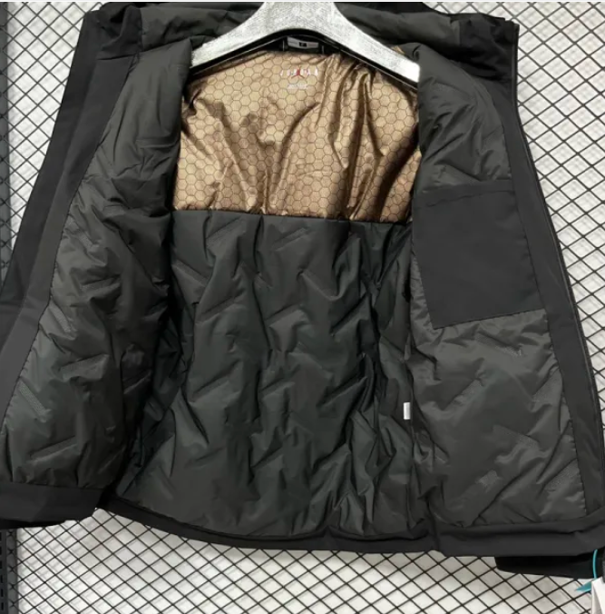 Veste d'extérieur noire épaisse en coton Jordan PSG 2024-2025