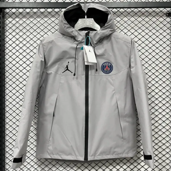 Veste d'extérieur noire épaisse en coton Jordan PSG 2024-2025