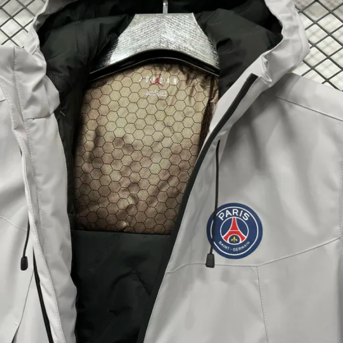 Veste d'extérieur noire épaisse en coton Jordan PSG 2024-2025