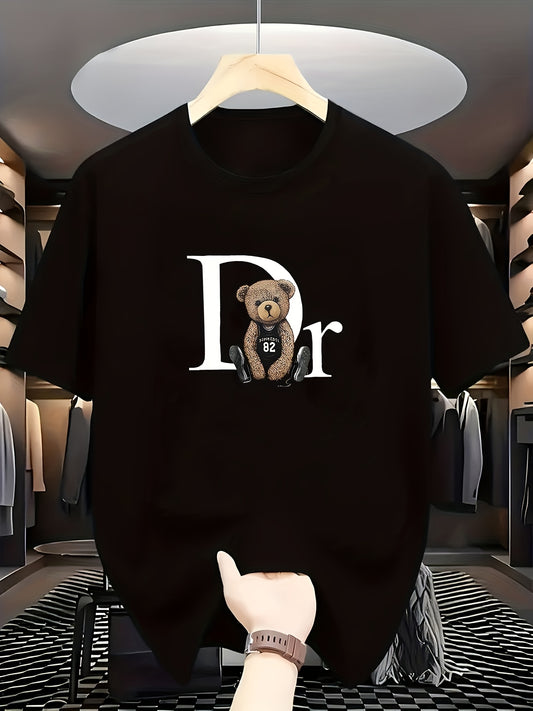 T-shirt décontracté « Dr » pour homme – Coupe ample, respirant et anti-transpiration, motif ours brun, idéal pour le printemps/été, idéal au quotidien | Coupe décontractée | Coupe confortable